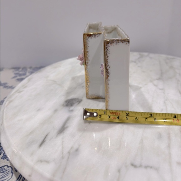 Floral Ceramic mid century planter trinket dish with Gold Trim - Picture 3 of 11